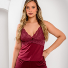 Baby Doll Amélia vinho com renda, lingerie feminina confortável e sofisticada