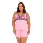 Baby doll feminino Plus Size em microfibra e renda, lingerie confortável para dormir e usar em casa.