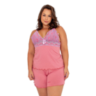 Baby doll feminino Plus Size em microfibra e renda, lingerie confortável para dormir e usar em casa.